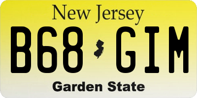 NJ license plate B68GIM