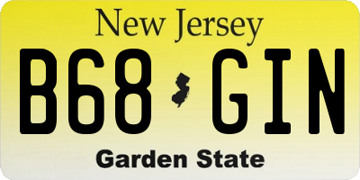 NJ license plate B68GIN