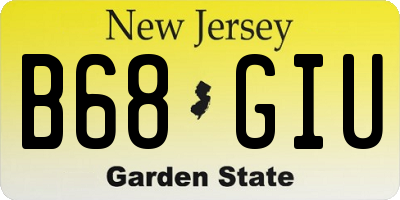 NJ license plate B68GIU