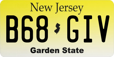 NJ license plate B68GIV
