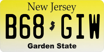 NJ license plate B68GIW