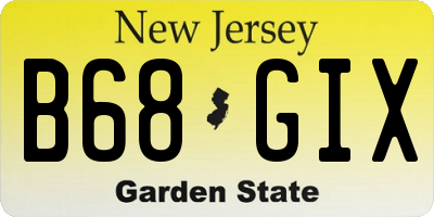 NJ license plate B68GIX