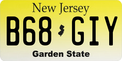 NJ license plate B68GIY