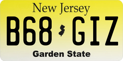 NJ license plate B68GIZ