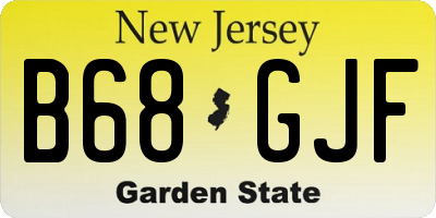 NJ license plate B68GJF