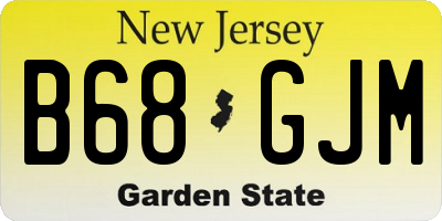 NJ license plate B68GJM