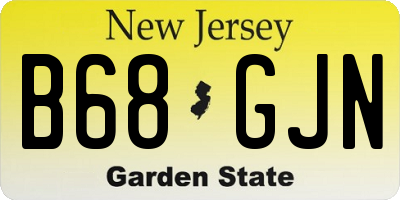 NJ license plate B68GJN