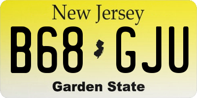 NJ license plate B68GJU