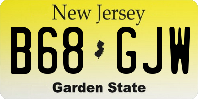 NJ license plate B68GJW