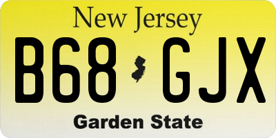 NJ license plate B68GJX