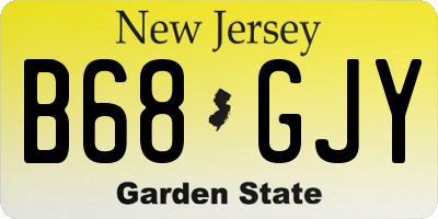 NJ license plate B68GJY