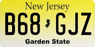 NJ license plate B68GJZ
