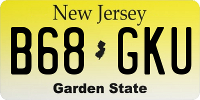 NJ license plate B68GKU