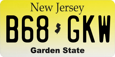 NJ license plate B68GKW