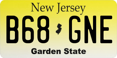 NJ license plate B68GNE
