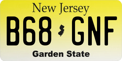 NJ license plate B68GNF