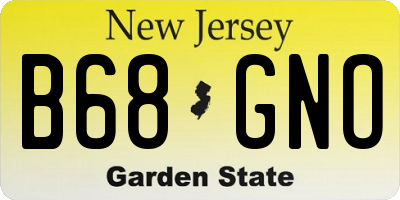 NJ license plate B68GNO