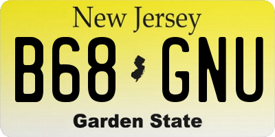 NJ license plate B68GNU