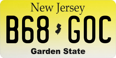 NJ license plate B68GOC