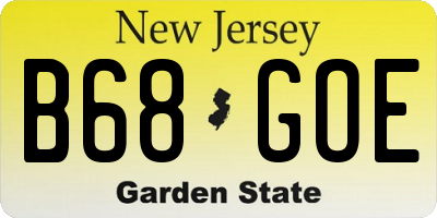 NJ license plate B68GOE