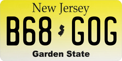 NJ license plate B68GOG