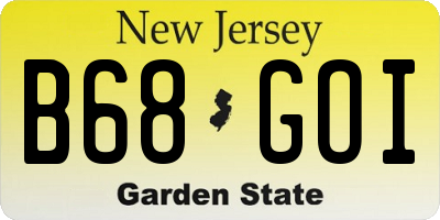 NJ license plate B68GOI