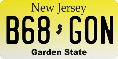 NJ license plate B68GON