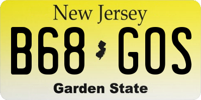 NJ license plate B68GOS