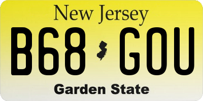NJ license plate B68GOU