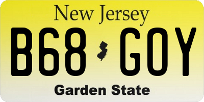 NJ license plate B68GOY