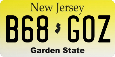 NJ license plate B68GOZ