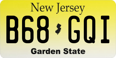 NJ license plate B68GQI