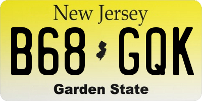 NJ license plate B68GQK