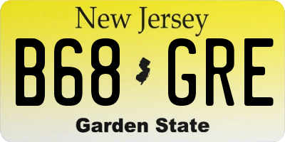 NJ license plate B68GRE