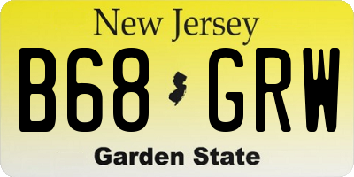 NJ license plate B68GRW
