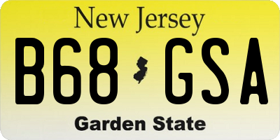 NJ license plate B68GSA