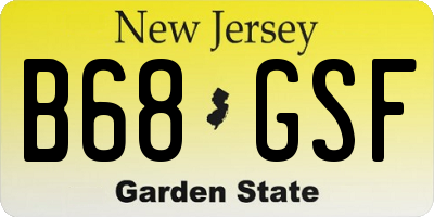NJ license plate B68GSF