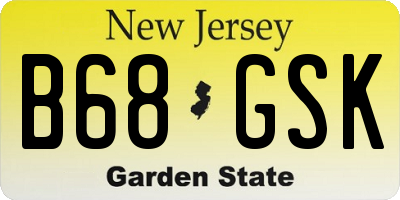 NJ license plate B68GSK
