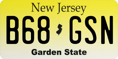 NJ license plate B68GSN