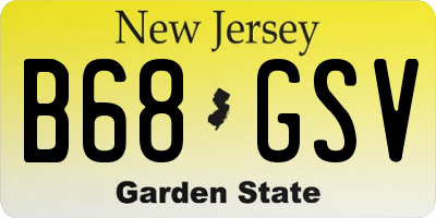 NJ license plate B68GSV