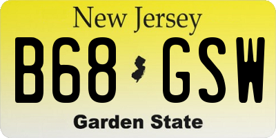 NJ license plate B68GSW