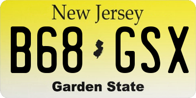 NJ license plate B68GSX