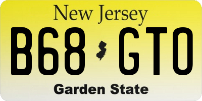 NJ license plate B68GTO