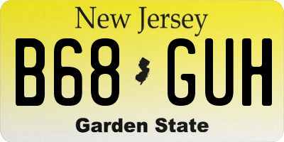 NJ license plate B68GUH