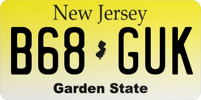 NJ license plate B68GUK