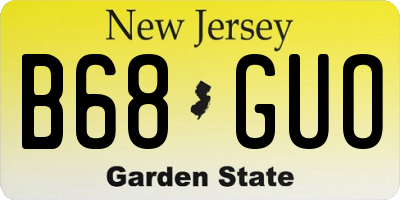 NJ license plate B68GUO