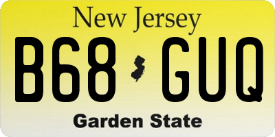 NJ license plate B68GUQ