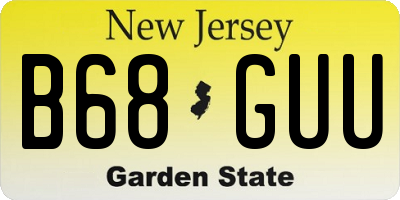 NJ license plate B68GUU