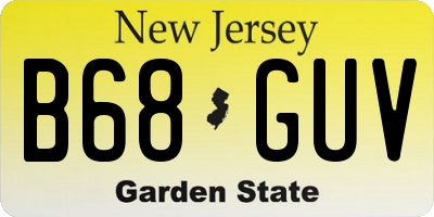 NJ license plate B68GUV