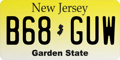 NJ license plate B68GUW